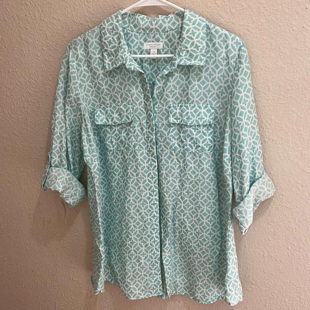 Charter Club Woman’s Linen Shirt 1X
